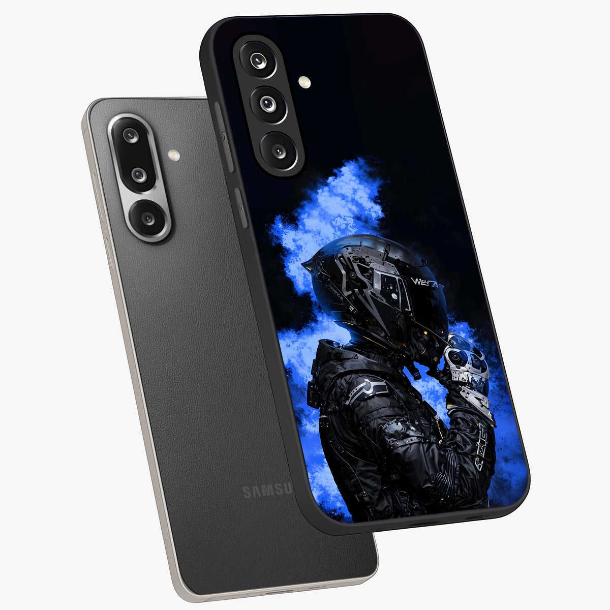 Cyber Sentinel Protocol Glass Case displayed in angled mockup highlighting digital cyber design with sci-fi aesthetic style.