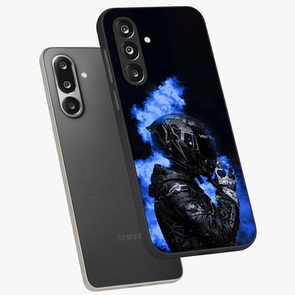 Cyber Sentinel Protocol Glass Case displayed in angled mockup highlighting digital cyber design with sci-fi aesthetic style.