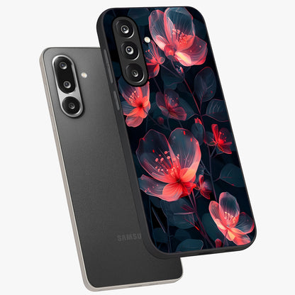 Dark Shade of Flower Glass Case displayed in angled mockup highlighting moody floral illustration with aesthetic dark tones.