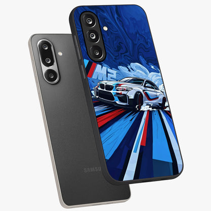 Drift Power Rush Glass Case displayed in angled mockup highlighting powerful drift car design with sporty aesthetic style.