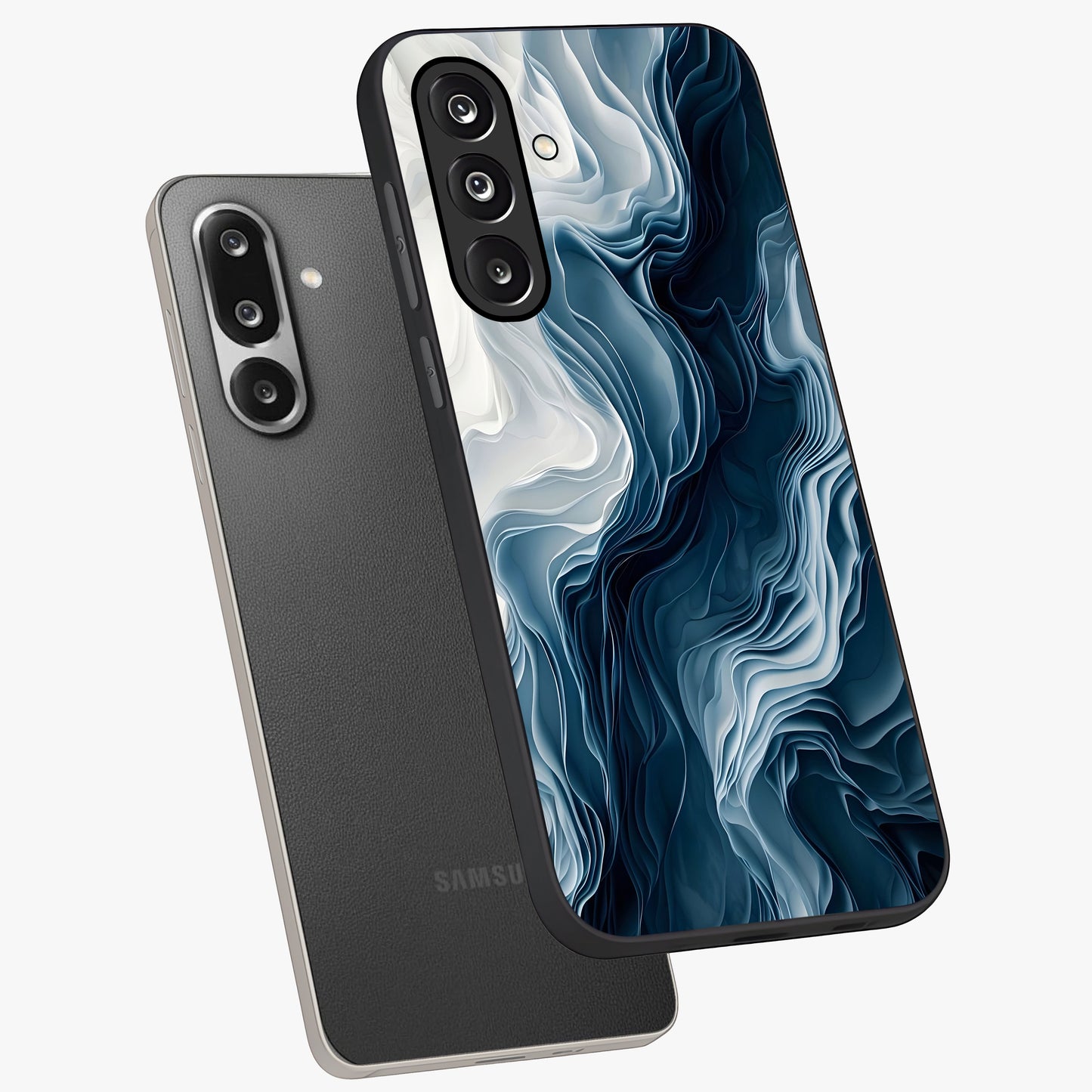 Ethereal Paper Marble Glass Case displayed in angled mockup highlighting elegant marble pattern with modern aesthetic style.