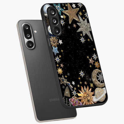 Galactic Jewel Stars Glass Case displayed in angled mockup highlighting shining celestial star design with cosmic aesthetic style.