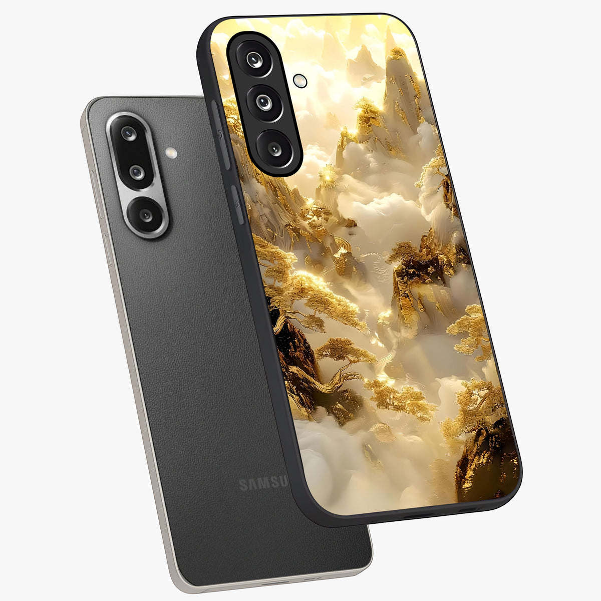 Gates Of Illumination Glass Case displayed in angled mockup highlighting radiant portal inspired design with fantasy aesthetic.
