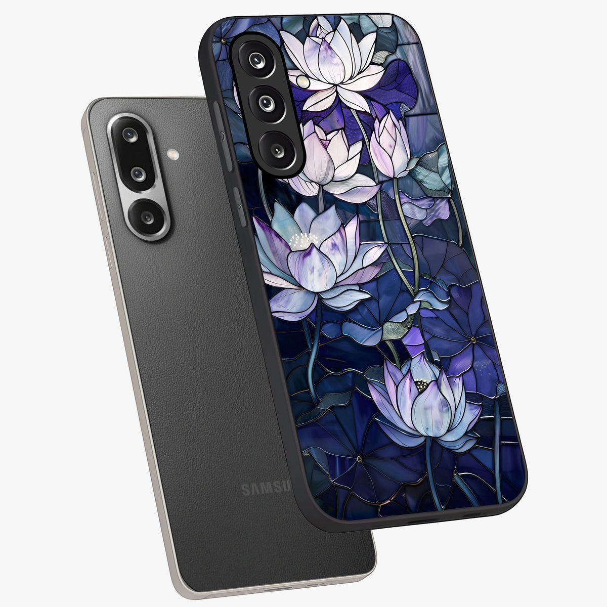 Gloss Petal Rush Glass Case displayed in angled mockup highlighting vibrant petal design with elegant floral aesthetic.