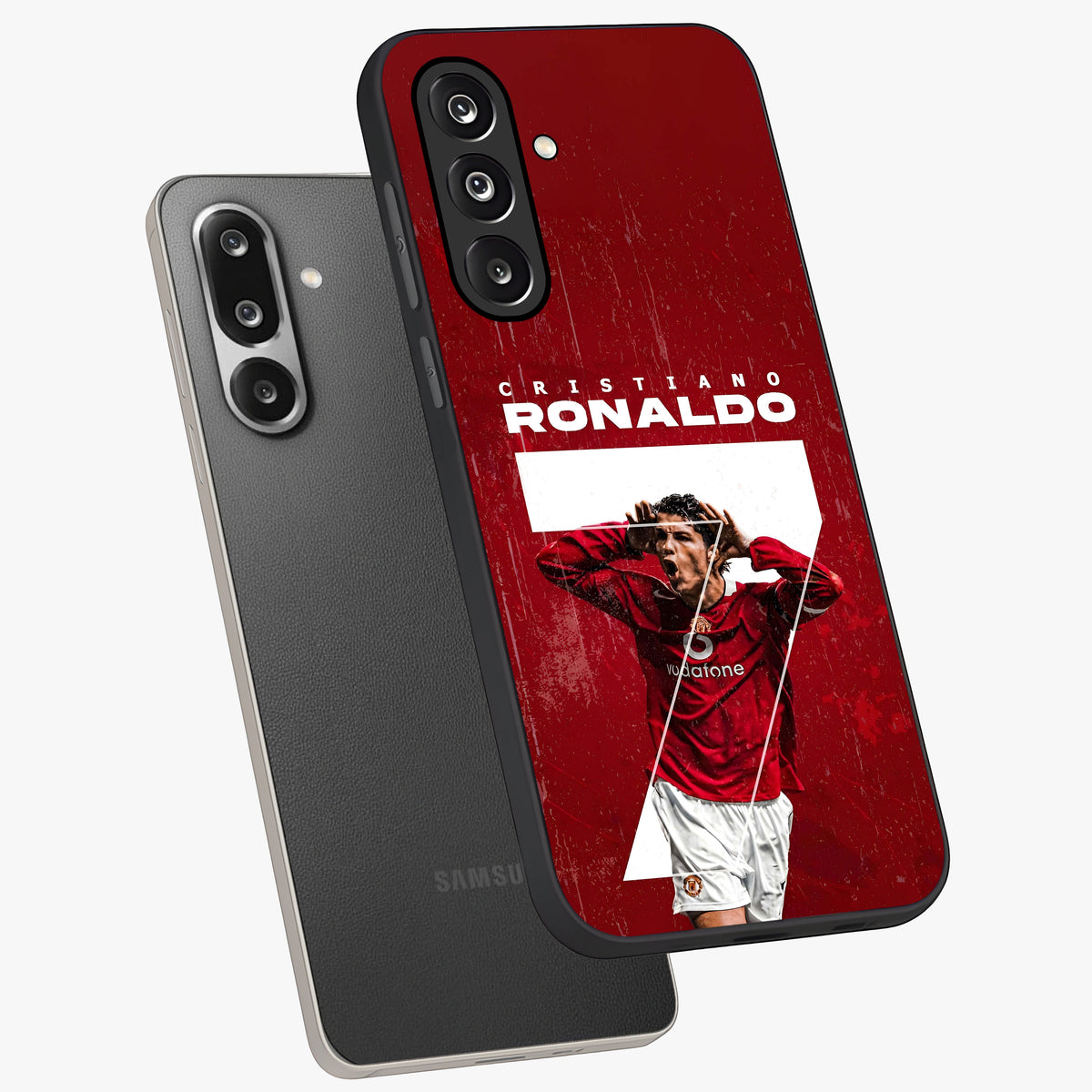 Goal Celebration Legacy Glass Case displayed in angled mockup highlighting energetic sports celebration design with bold athletic theme.