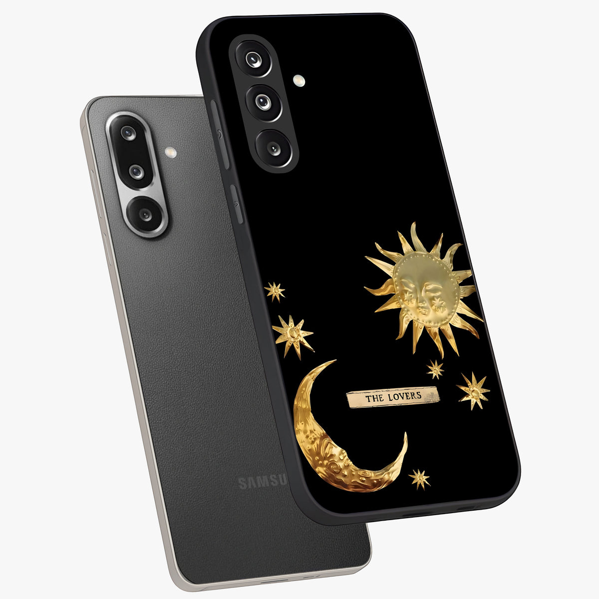 Gold Sun Blush Glass Case displayed in angled mockup highlighting radiant sun design with warm golden aesthetic.