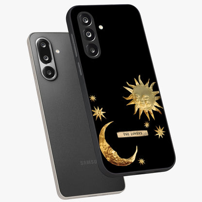 Gold Sun Blush Glass Case displayed in angled mockup highlighting radiant sun design with warm golden aesthetic.