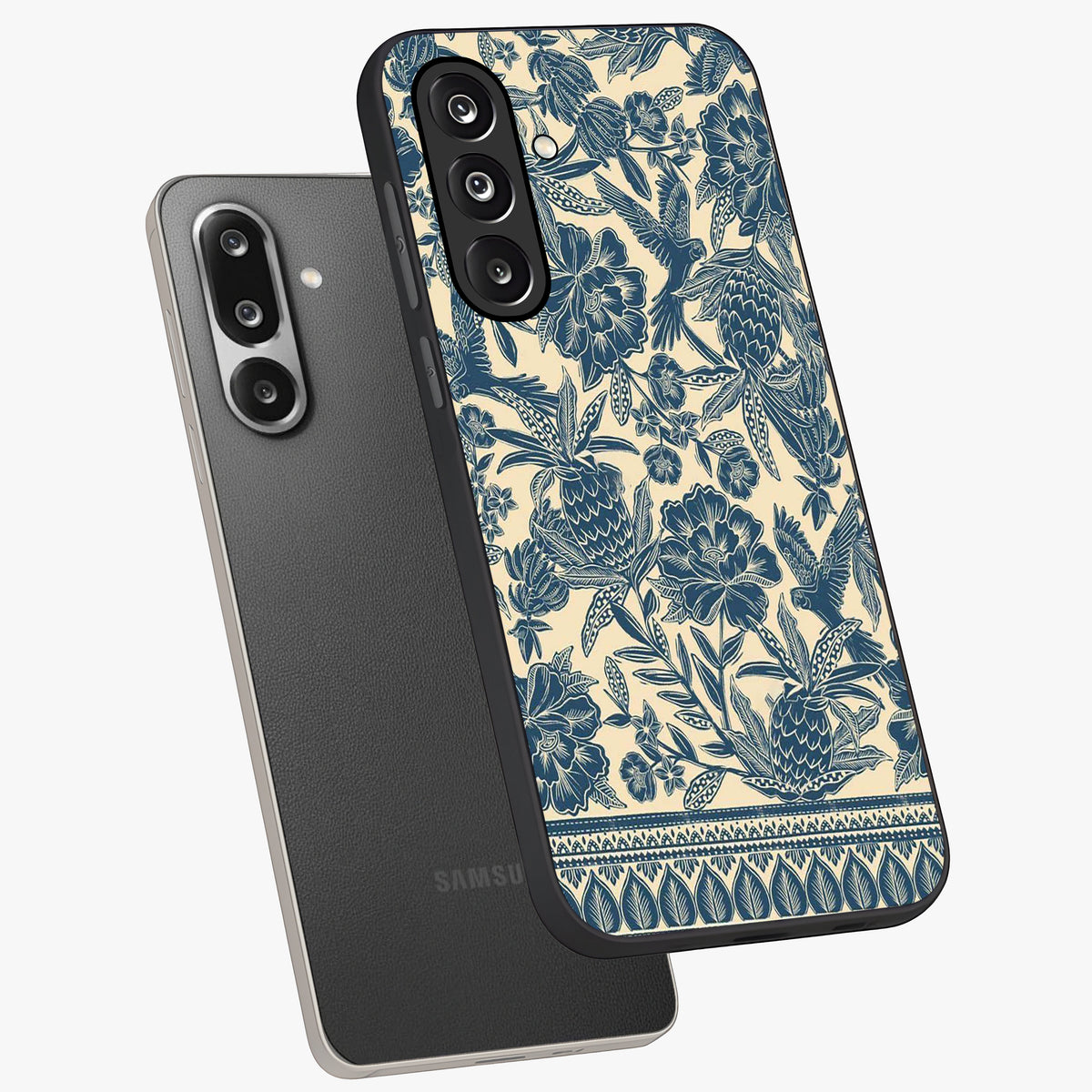 Heirloom Wild Bloom Glass Case displayed in angled mockup highlighting botanical bloom design with classic aesthetic style.