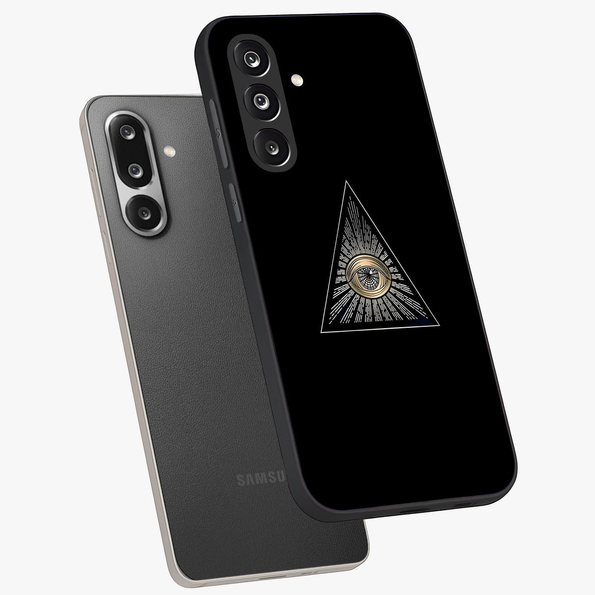 Illuminati Evil Glass Case displayed in angled mockup highlighting dark occult inspired design with bold aesthetic style.