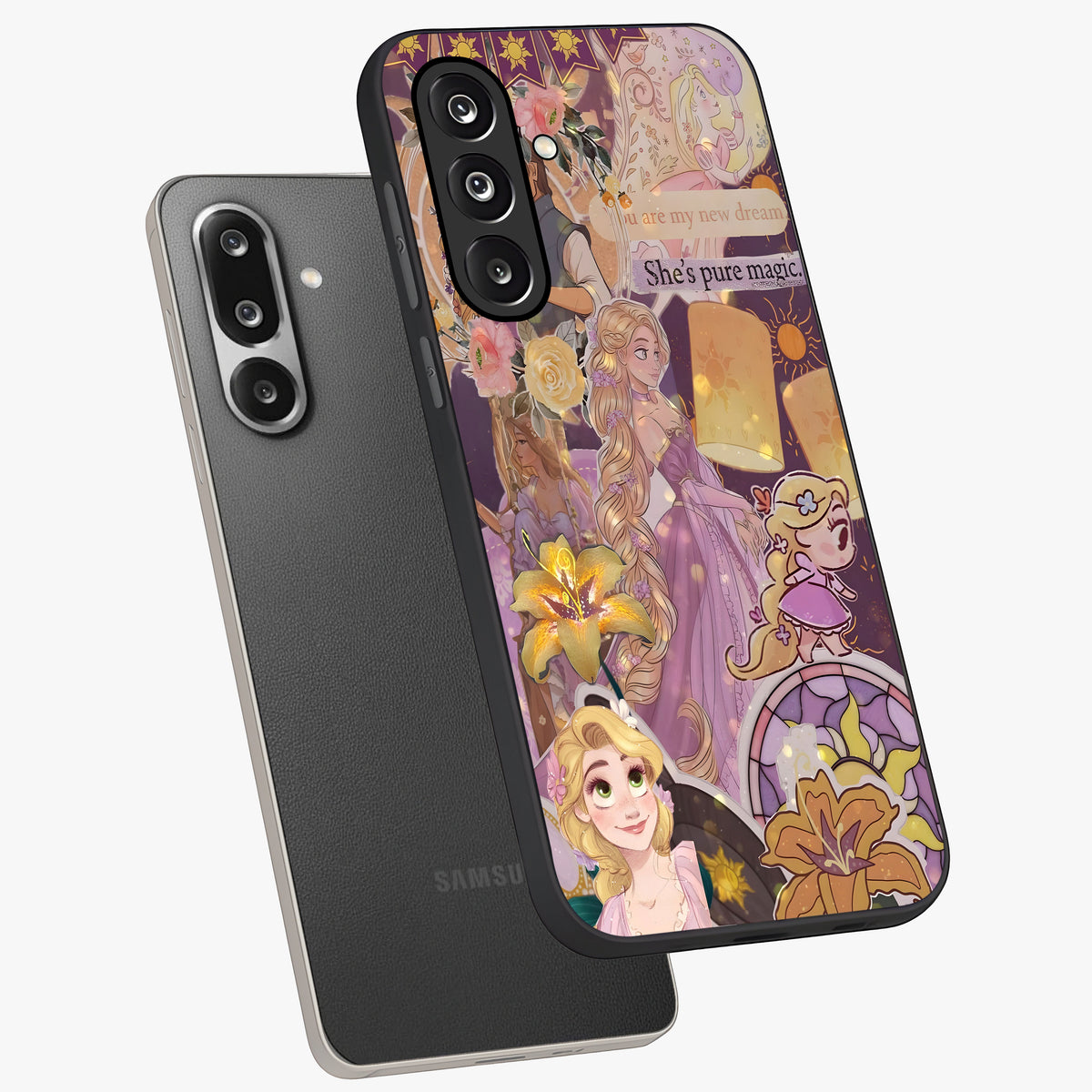 Magical Tangled Dream Glass Case displayed in angled mockup highlighting whimsical fantasy design with magical aesthetic.