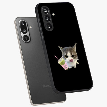 Matcha Cat Style Glass Case displayed in angled mockup highlighting playful feline design with pastel matcha aesthetic.