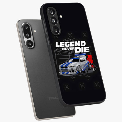 Midnight Racing Legacy Glass Case displayed in angled mockup highlighting dynamic automotive design with bold midnight aesthetic.