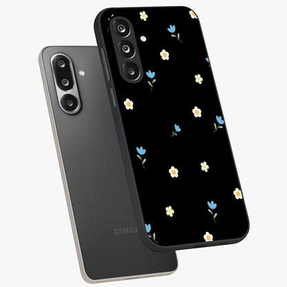 Minimal Petal Whispers Glass Case displayed in angled mockup highlighting delicate petal design with clean minimal aesthetic.
