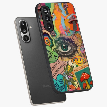 Mystic Eye Wonderland Glass Case displayed in angled mockup highlighting magical eye illustration with dreamy aesthetic.