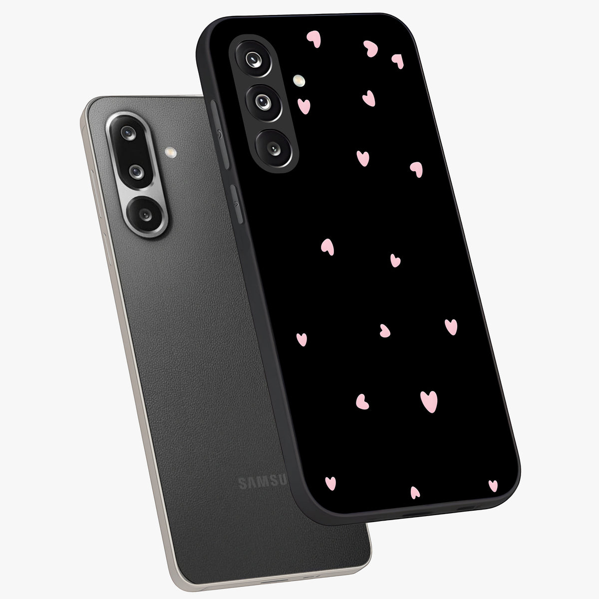 Pink Love Drops Glass Case displayed in angled mockup highlighting cute love drop design with vibrant pink aesthetic.
