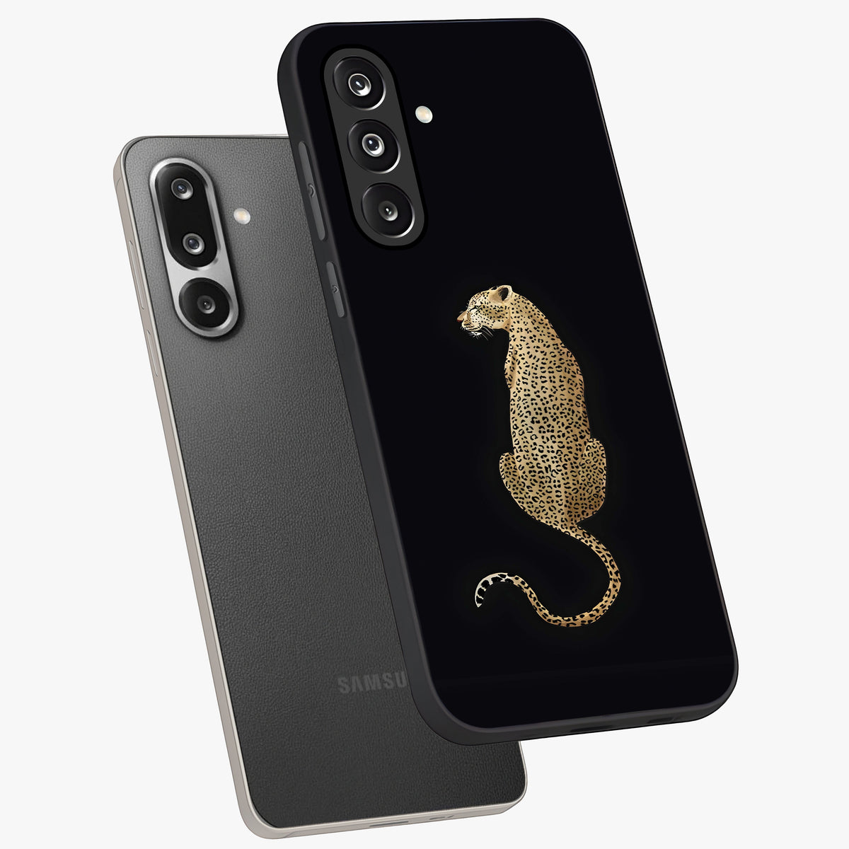 Regal Leopard Glass Case displayed in angled mockup highlighting powerful animal illustration with stylish wild aesthetic.