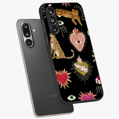 Sacred Jungle Heart Glass Case displayed in angled mockup highlighting lush tropical design with natural aesthetic style.