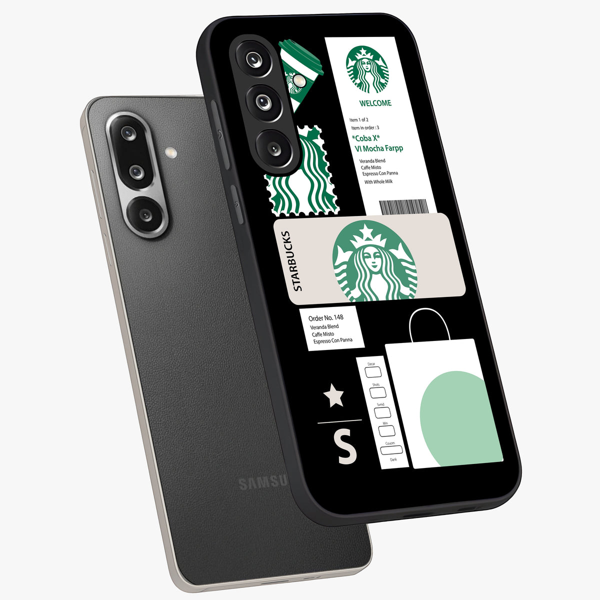 Starbucks Mocha Glass Case displayed in angled mockup highlighting stylish mocha themed design with cozy café aesthetic.