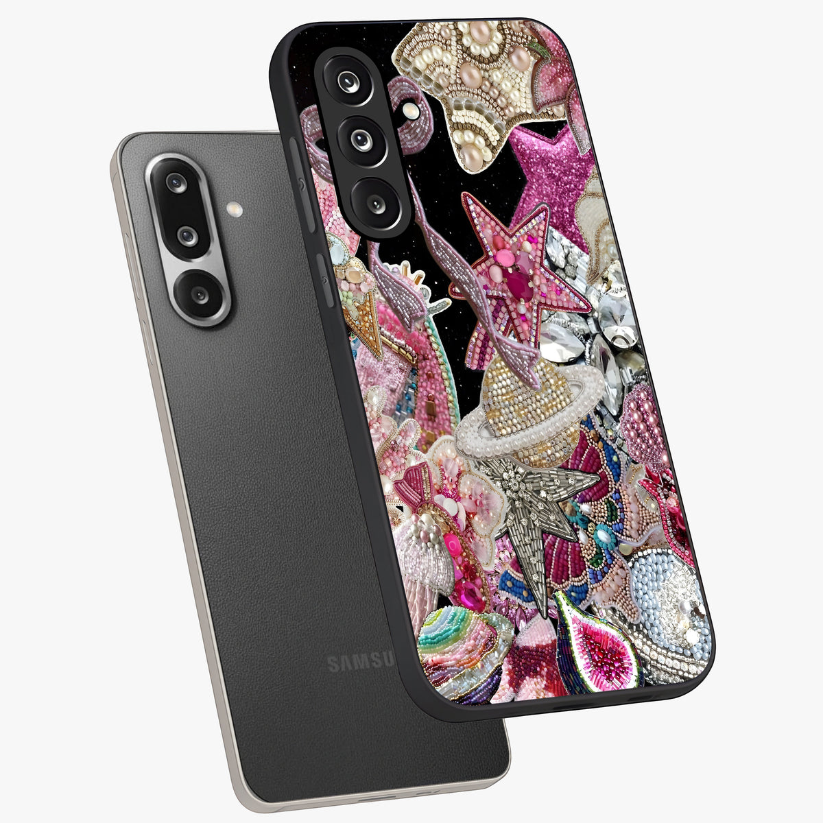 Starlit Jewel Dream Glass Case displayed in angled mockup highlighting glowing celestial jewel design with dreamy aesthetic.