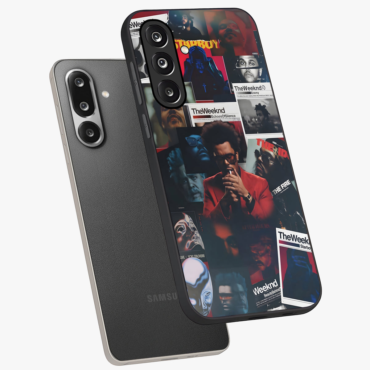 The Weeknd Glass Case displayed in angled mockup highlighting stylish pop culture inspired design with modern aesthetic.