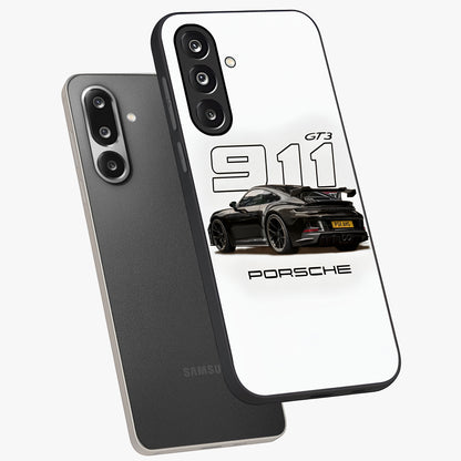 Turbo Legacy Icon Glass Case displayed in angled mockup highlighting dynamic automotive design with performance aesthetic.
