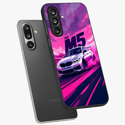 Velocity Drift Pulse Glass Case displayed in angled mockup highlighting dynamic drift design with sporty automotive aesthetic.