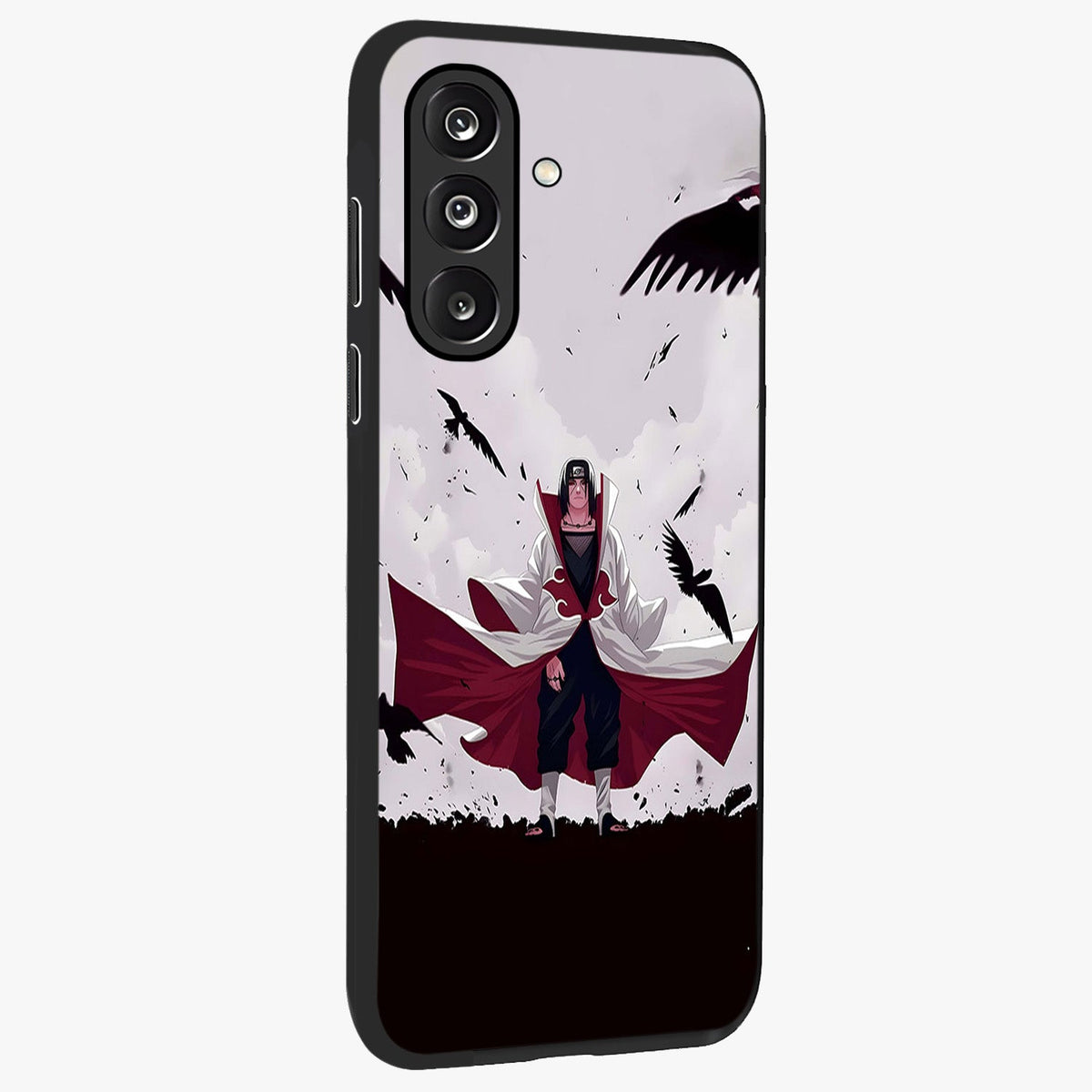 Crimson Crow Ascension Glass Case upright view showcasing dramatic crow artwork with bold gothic theme.