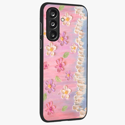 Dreamy Painted Garden Glass Case upright view showcasing vibrant floral garden artwork with artistic nature theme.