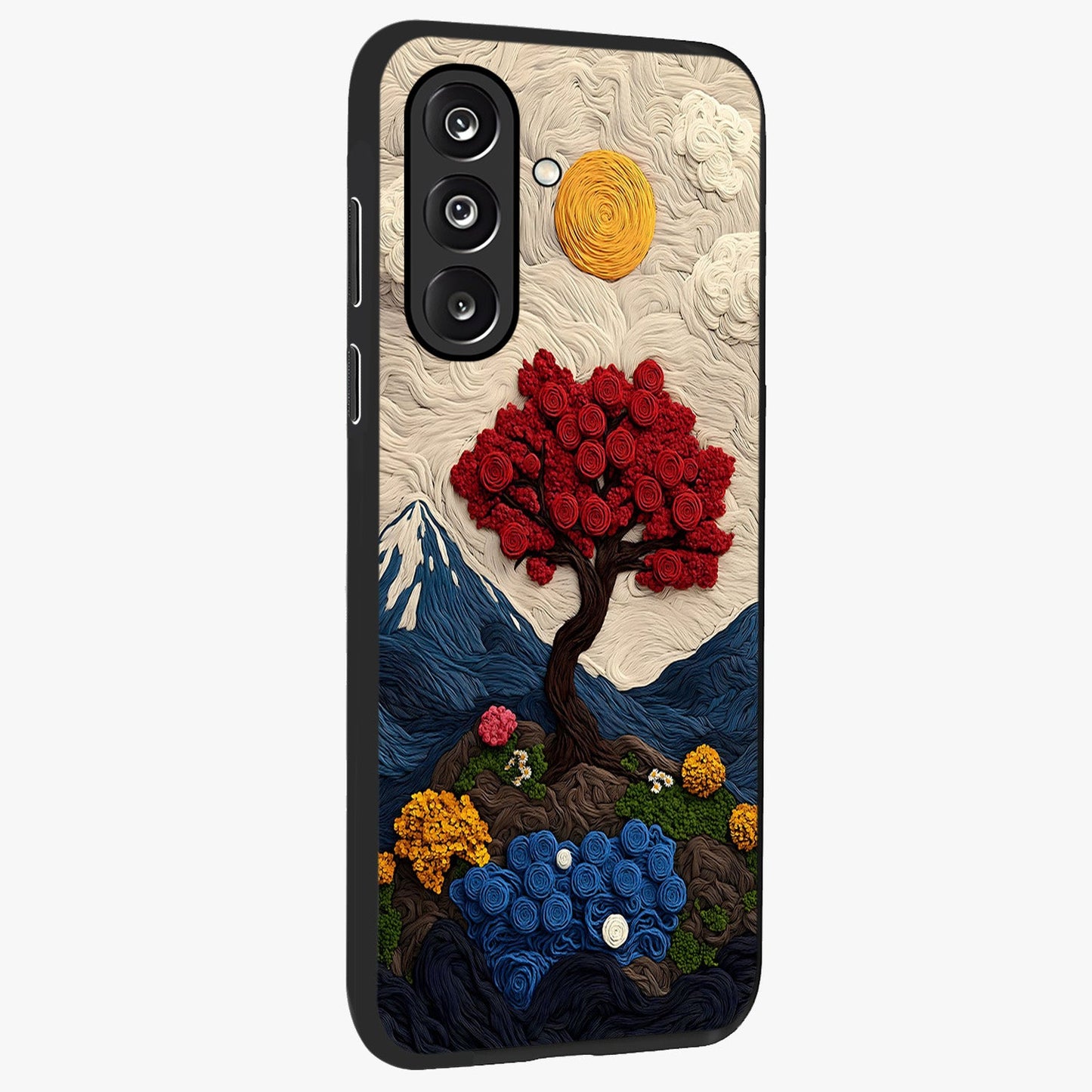 Eternal Nature Tapestry Glass Case upright view showcasing elegant nature tapestry design with decorative style.
