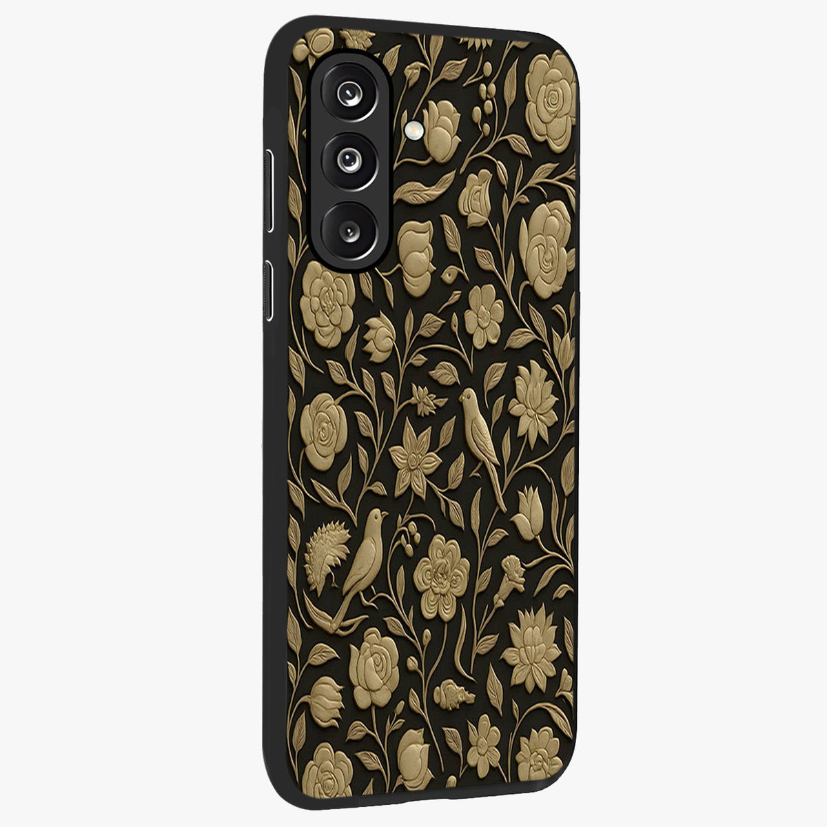 Golden Evil Eye Mandala Glass Case upright view showcasing decorative evil eye mandala artwork with spiritual aesthetic style.