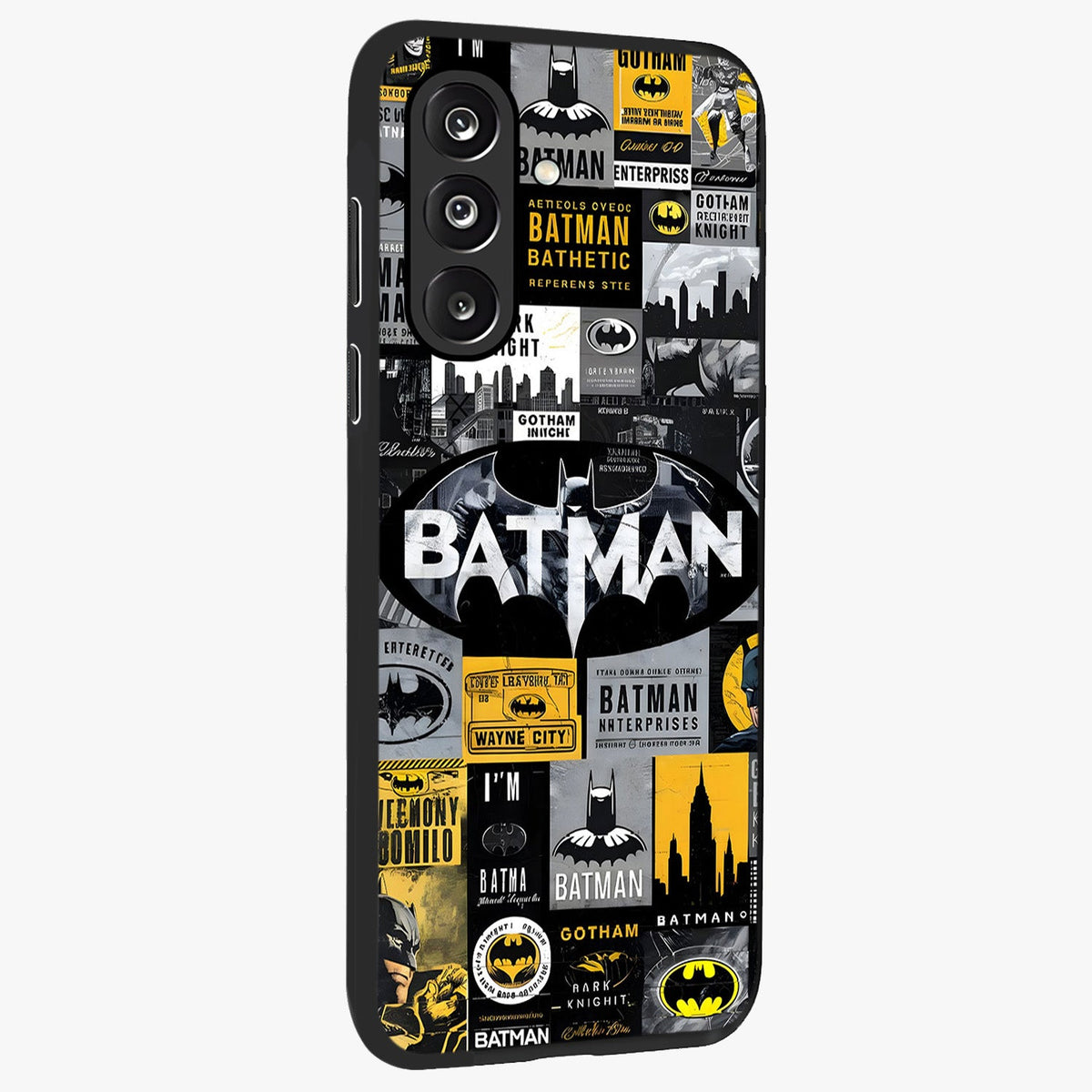 Knight Gotham Rise Glass Case upright view showcasing bold vigilante themed artwork with gothic city vibe.