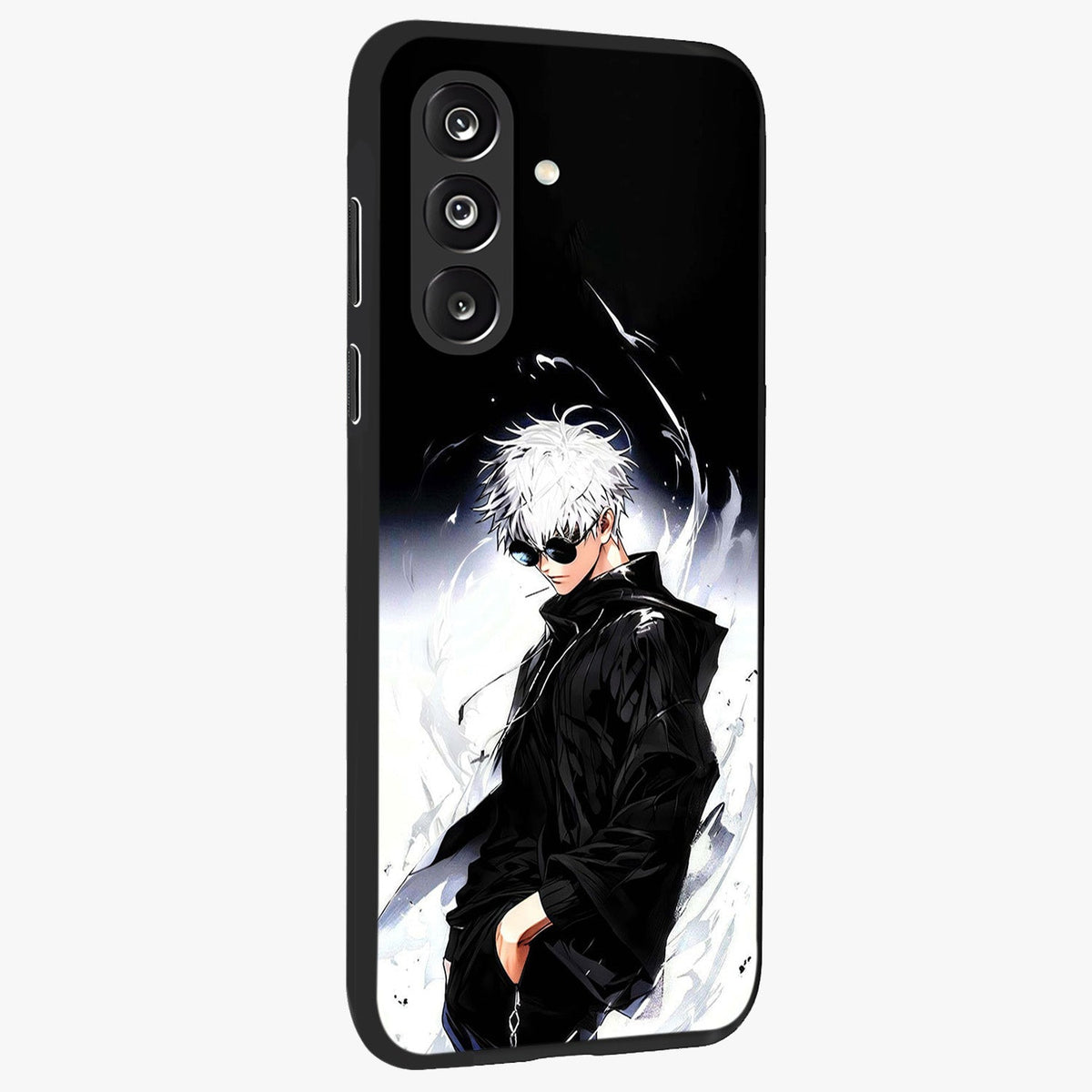 Limitless Shadow King Glass Case upright view showcasing bold shadow warrior artwork with epic fantasy theme.