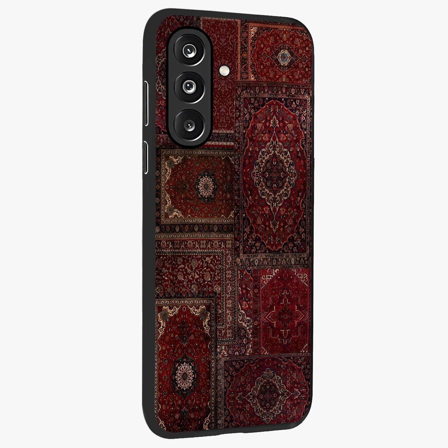 Persian Velvet Tale Glass Case upright view showcasing elegant Persian artwork with classic heritage theme.