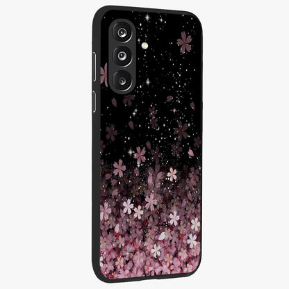 Small Starry Flowers Glass Case upright view showcasing charming floral artwork with dreamy starry theme.