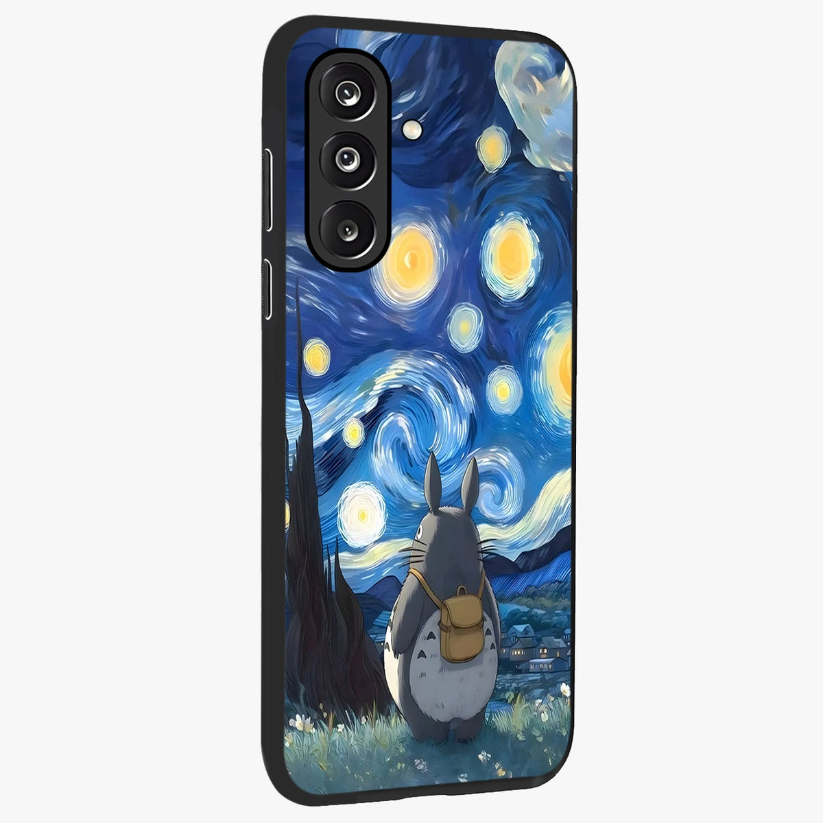 Totoro In Van Gogh Art Glass Case upright view showcasing creative character artwork with painterly artistic theme.