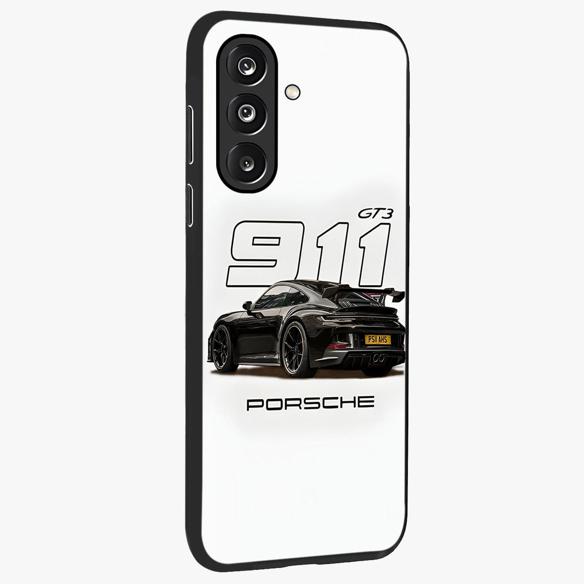 Turbo Legacy Icon Glass Case upright view showcasing bold racing inspired artwork with classic car theme.