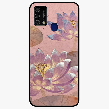 Blossom Mist Lotus Glass Case showing flat back view with serene lotus blossom artwork and glossy glass finish.