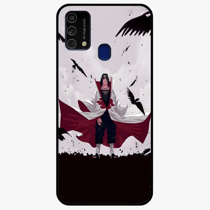 Crimson Crow Ascension Glass Case showing flat back view with mystical crow artwork and glossy glass finish.