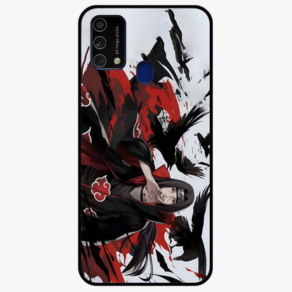 Crimson Crow Illusion Glass Case showing flat back view with artistic crow illusion artwork and glossy glass finish.