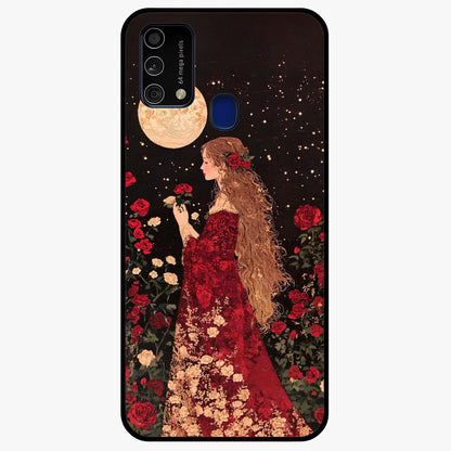 Crimson Dreams Glass Case showing flat back view with dreamy crimson artwork and glossy glass finish.