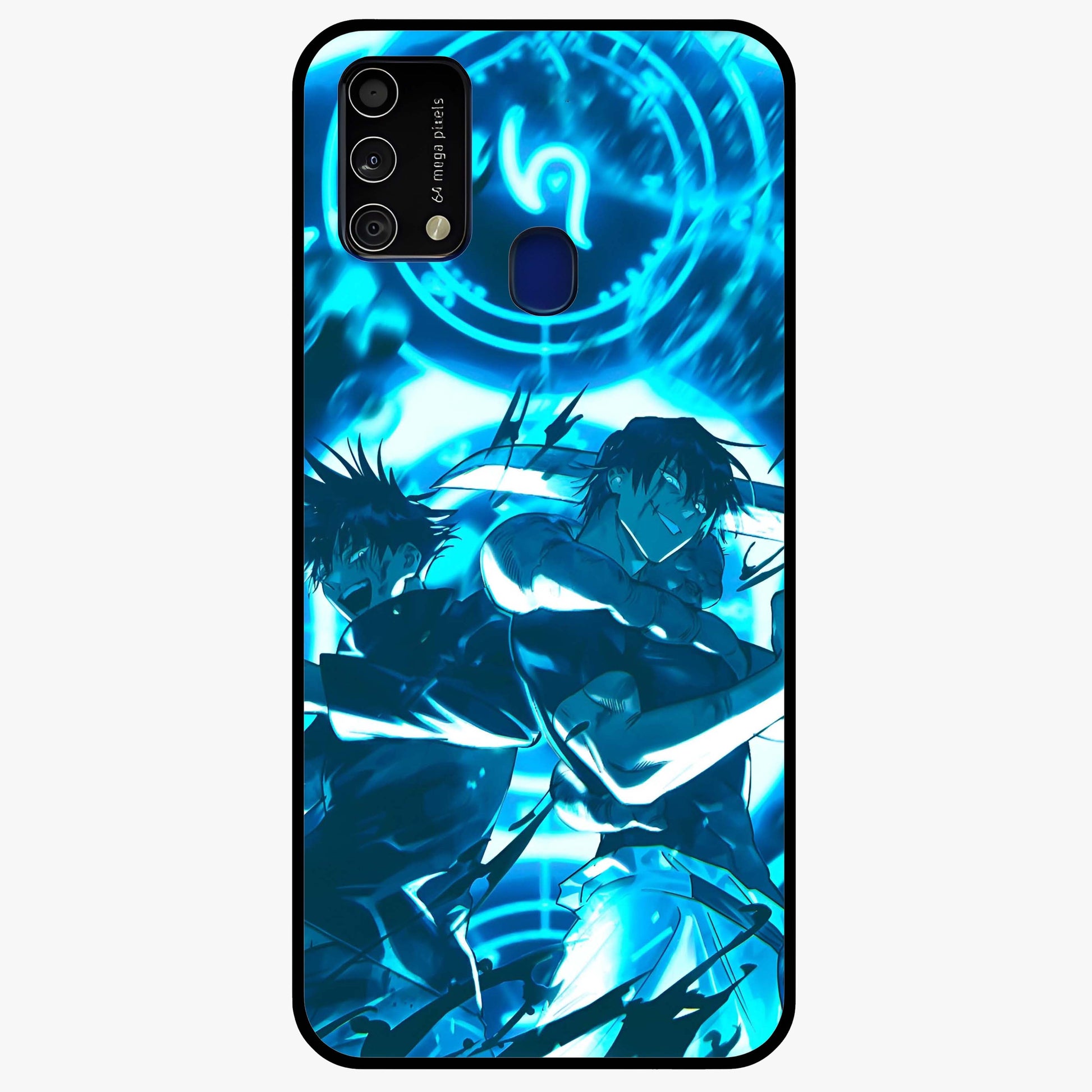 Cursed Energy Clash Glass Case showing flat back view with intense cursed energy artwork and glossy glass finish.