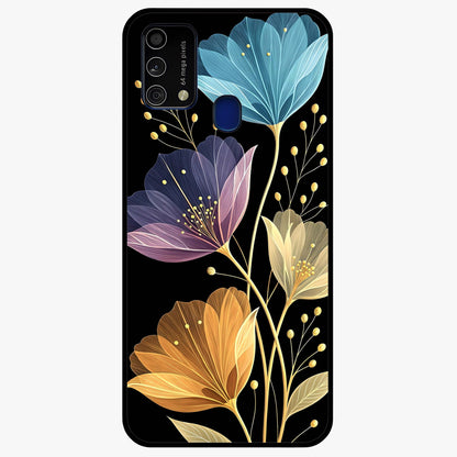 Delicate Multicolor Flowers Glass Case showing flat back view with vibrant floral artwork and glossy glass finish.