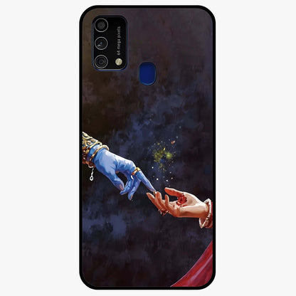 Divine Touch Eternal Glass Case showing flat back view with spiritual themed artwork and glossy glass finish.