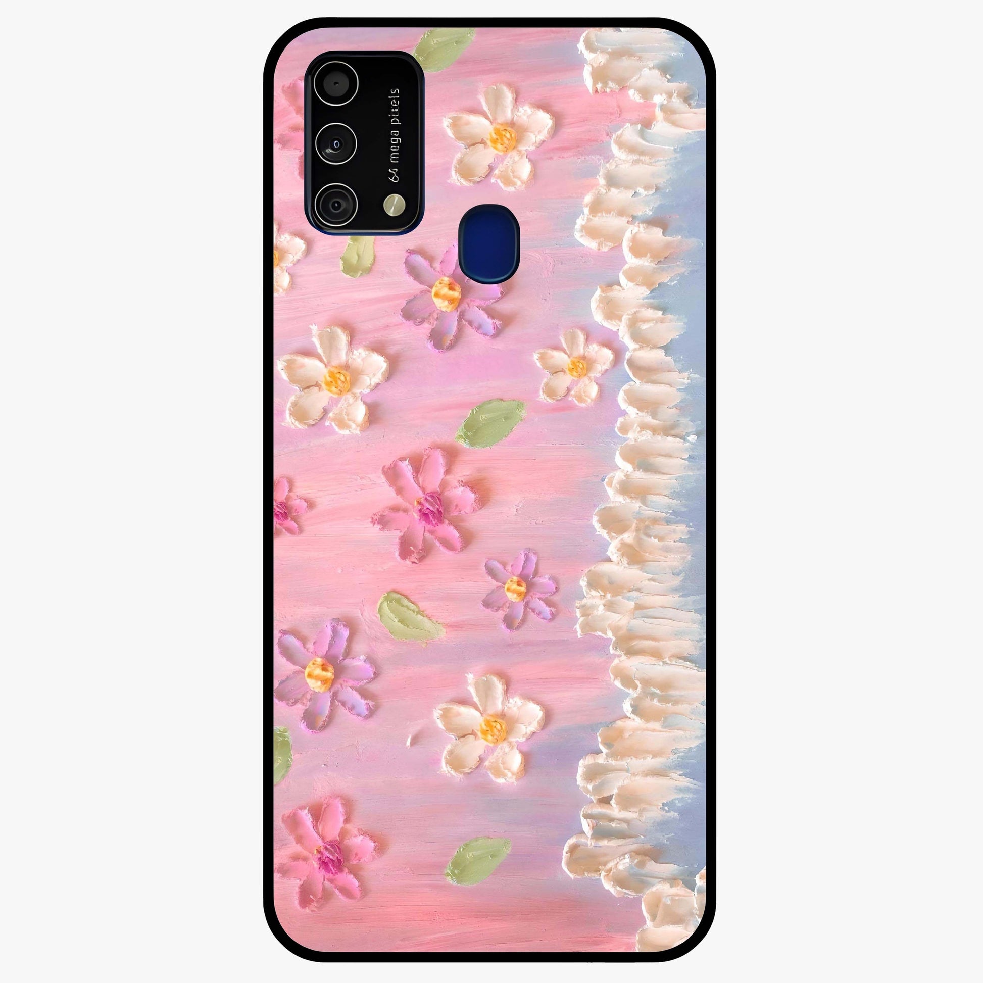 Dreamy Painted Garden Glass Case showing flat back view with artistic painted floral garden artwork and glossy glass finish.