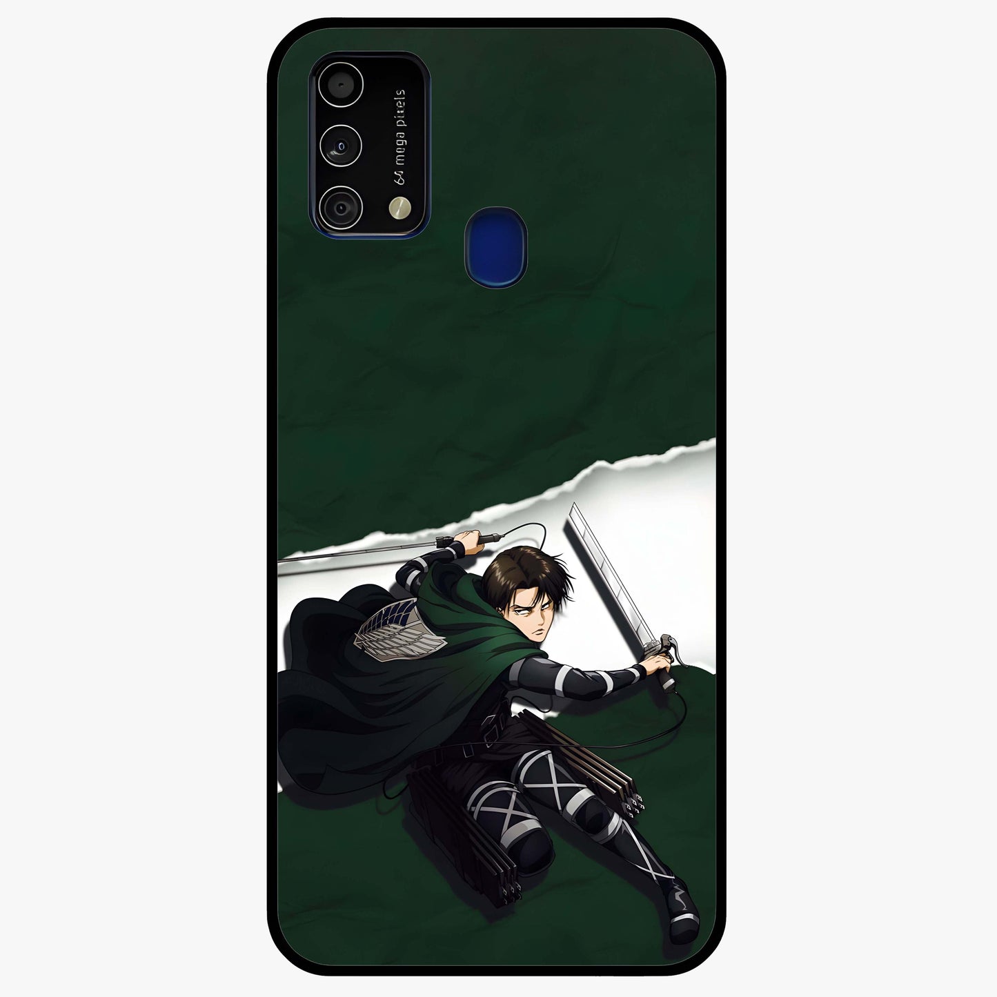 Emerald War Vanguard Glass Case showing flat back view with powerful warrior themed artwork and glossy glass finish.