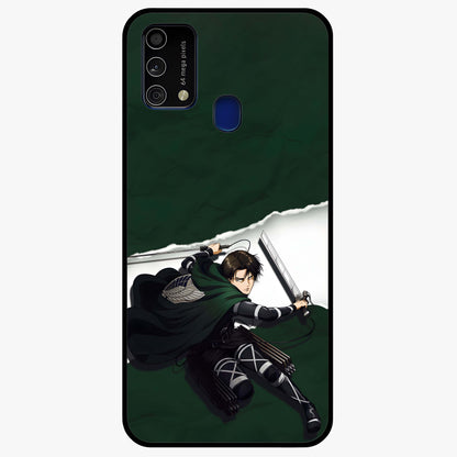 Emerald War Vanguard Glass Case showing flat back view with powerful warrior themed artwork and glossy glass finish.