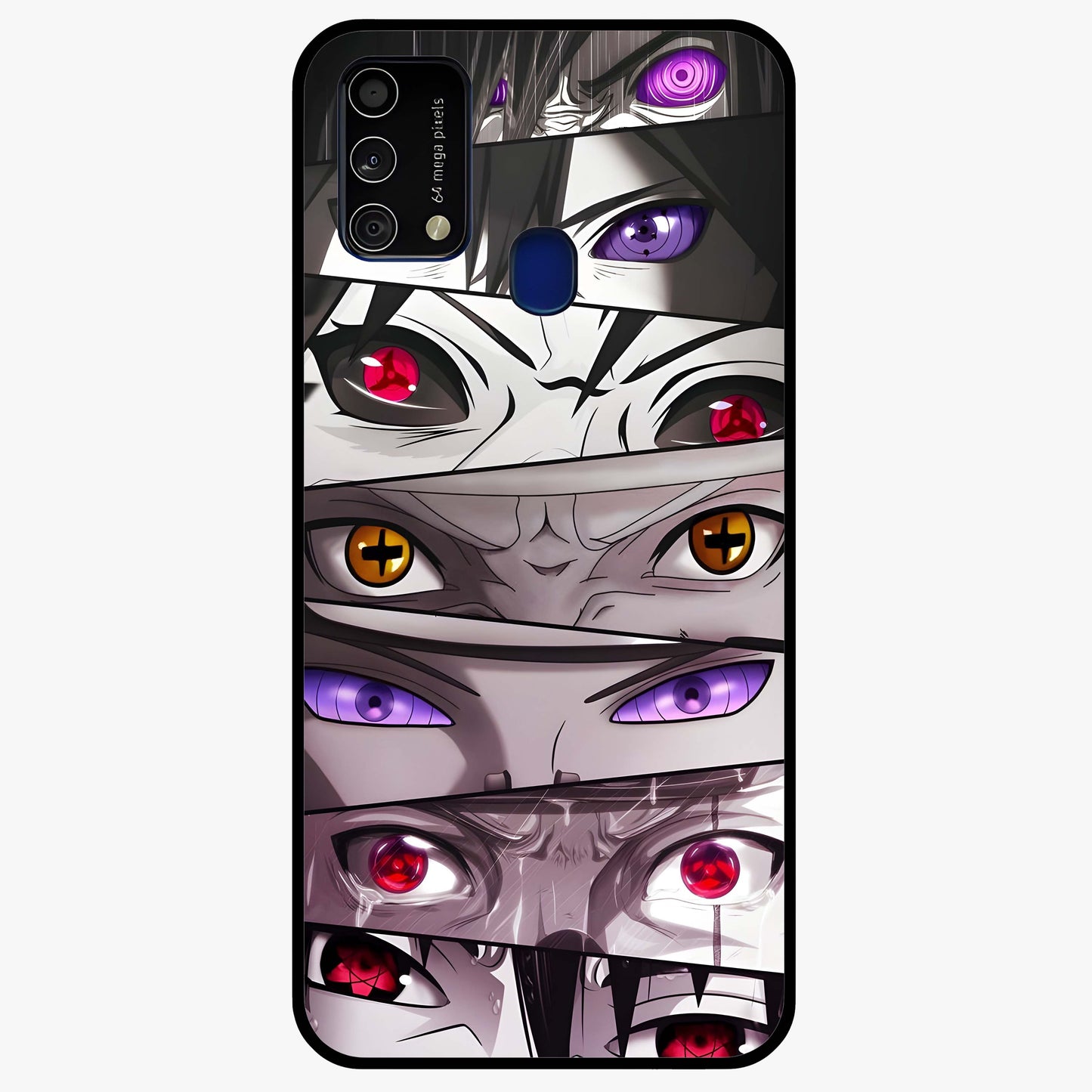 Eyes of Destiny Glass Case showing flat back view with striking eye themed artwork and glossy glass finish.
