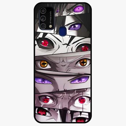 Eyes of Destiny Glass Case showing flat back view with striking eye themed artwork and glossy glass finish.