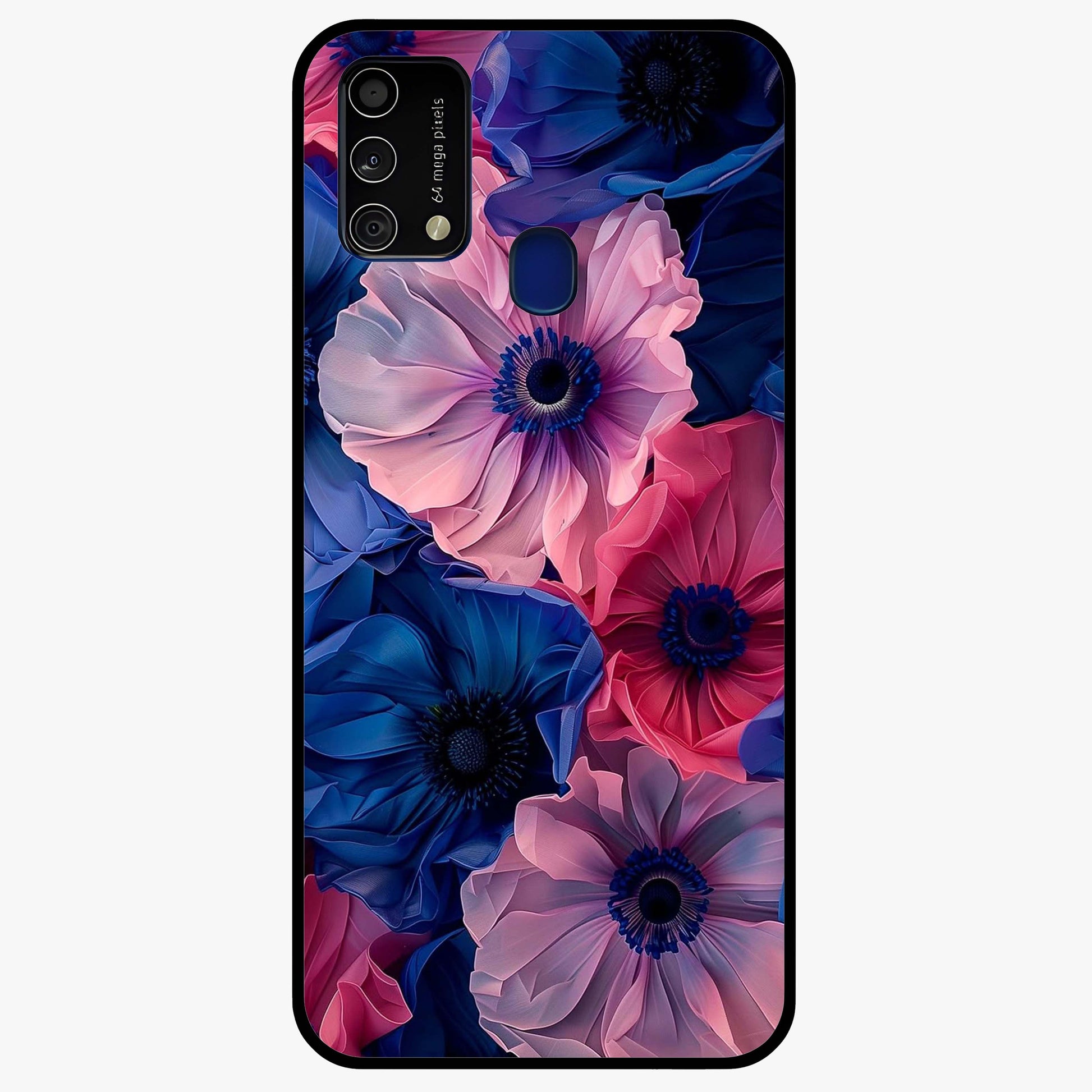 Flower Paper Art Pattern Glass Case showing flat back view with paper cut style floral artwork and glossy glass finish.