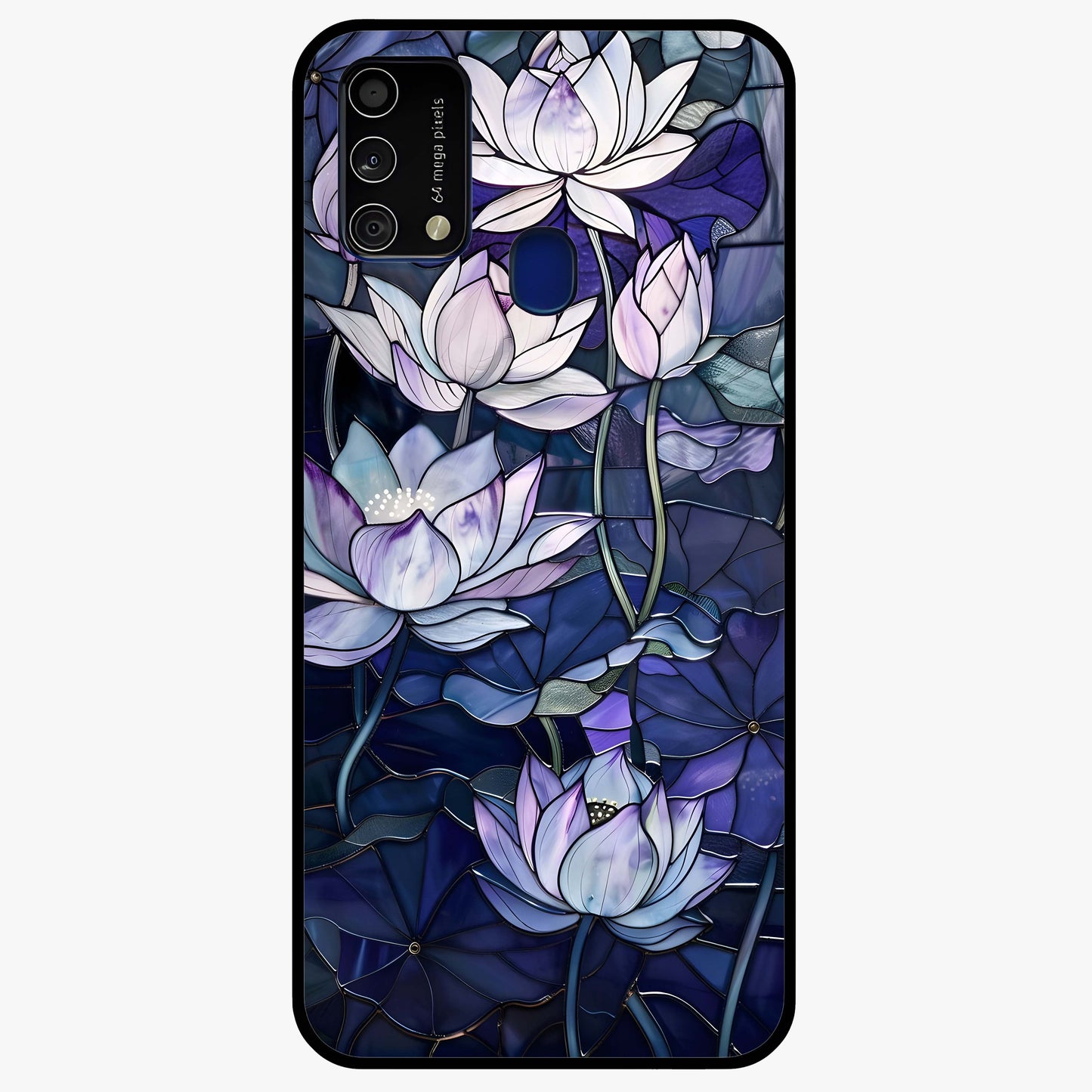 Gloss Petal Rush Glass Case showing flat back view with glossy flower petal artwork and smooth glass finish.
